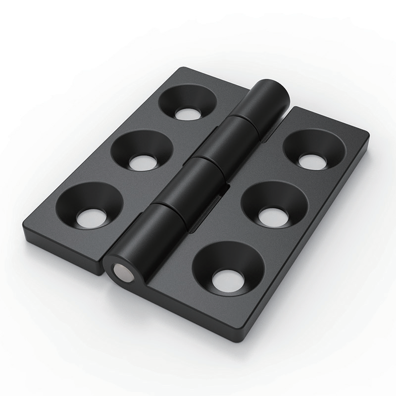 CL233-2 black powder coated zinc alloy 80x65mm 180 degree heavy duty butt hinge with 6 countersunk holes and steel pin for industrial electrical cabinets and machinery enclosures