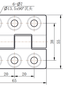 CL233-3 technical dimension drawing zinc alloy butt hinge 180 degree opening 6 hole mounting size specification