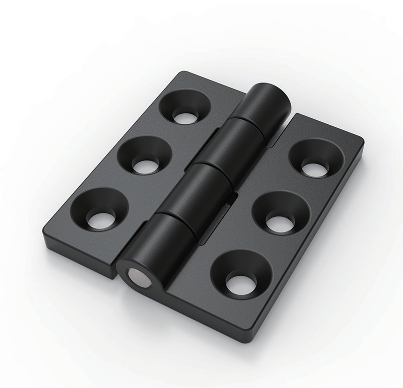 CL233-3 black powder coated zinc alloy 65x55mm 180 degree heavy duty butt hinge with 6 countersunk holes and steel pin for industrial electrical cabinets and machinery enclosures