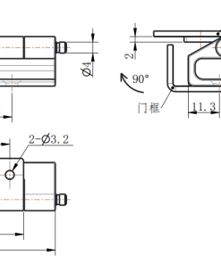 CL237-2 technical dimension drawing SUS304 detachable male female hinge 180 degree opening mounting hole size and installation specification