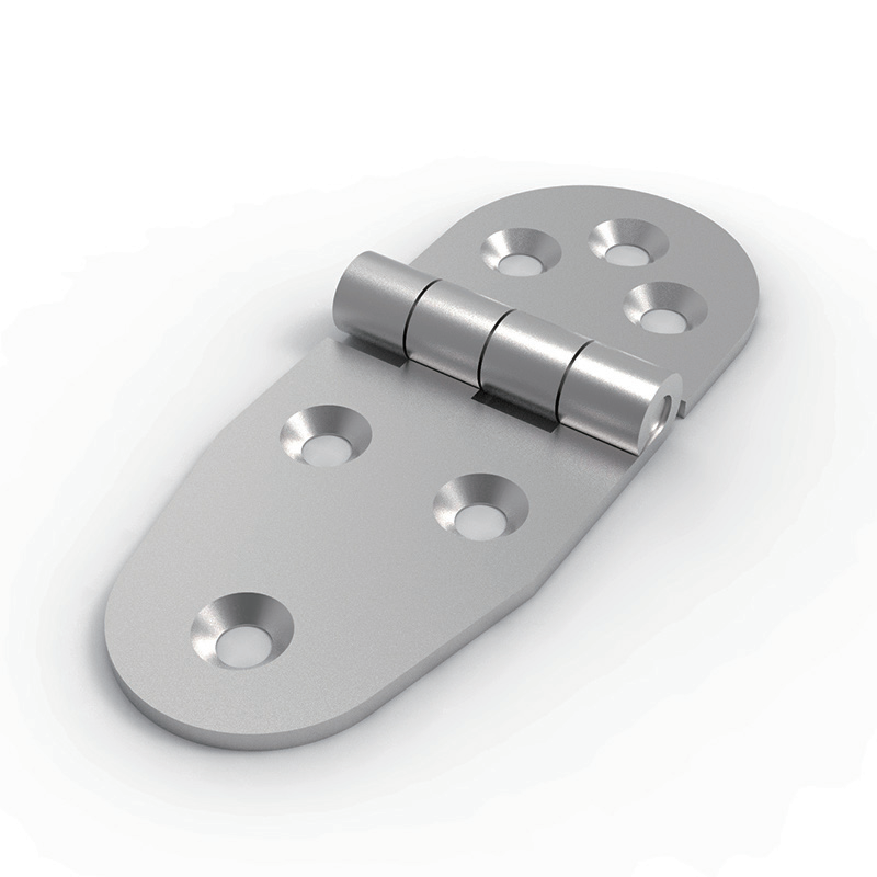 CL238-1 SUS304 ground stainless steel 99x40mm 180 degree oval butt hinge with 6 countersunk holes 2.5mm thin plate for electrical cabinets and instrument enclosures
