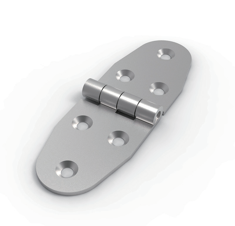 CL238-2 SUS304 ground stainless steel 118x40mm 180 degree symmetrical oval butt hinge with 6 countersunk holes 2.5mm thin plate for electrical cabinets and instrument enclosures