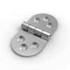CL238-3 SUS304 ground stainless steel 80x40mm 180 degree compact symmetrical oval butt hinge with 6 countersunk holes 2.5mm thin plate for small electrical cabinets and instrument enclosures