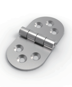 CL238-3 SUS304 ground stainless steel 80x40mm 180 degree compact symmetrical oval butt hinge with 6 countersunk holes 2.5mm thin plate for small electrical cabinets and instrument enclosures