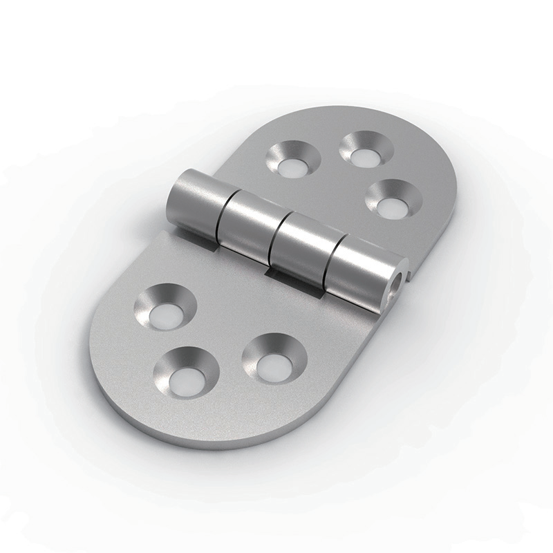 CL238-3 SUS304 ground stainless steel 80x40mm 180 degree compact symmetrical oval butt hinge with 6 countersunk holes 2.5mm thin plate for small electrical cabinets and instrument enclosures