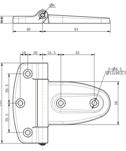 Alternative view of CL108-1 Black PA Nylon 180 Degree Cabinet Hinge