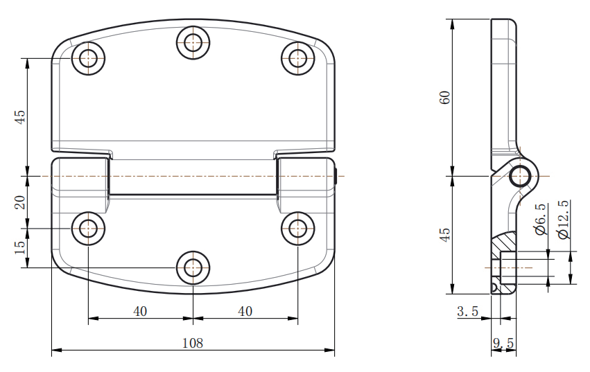 CL108-2 Black Powder Coated Steel Cabinet Hinge - Image 2