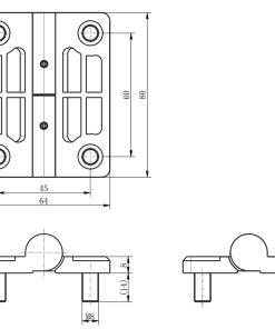 CL109-2Z detachable zinc alloy hinge dimension drawing with M5 studs