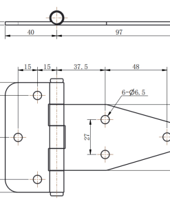 CL115-1 stainless steel strap hinge technical dimension drawing