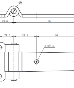 Alternative view of CL127-1 Mirror Polished Stainless Steel 180° Long Arm Strap Hinge