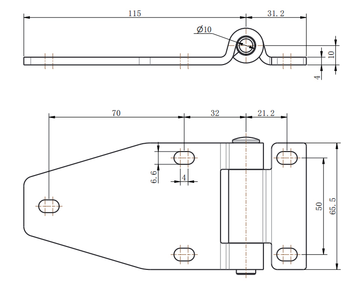 CL127-4 Grinding Polished Stainless Steel 180° Triangular Strap Hinge