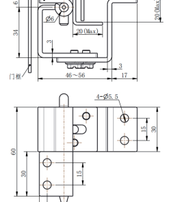 CL128-1 sheet metal cabinet detachable hinge technical size drawing