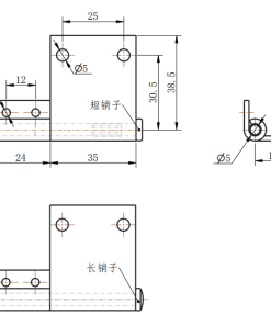 CL128-3 and CL128-3A long pin lift-off hinge technical dimension drawing