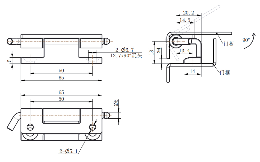 CL130-2 / CL130-2S 90 Degree Limited Lift-off Cabinet Hinge - Image 2
