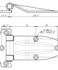 CL142-2 stainless steel strap hinge official technical dimension drawing
