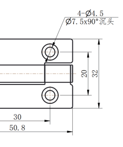 CL152-1 stainless steel flat butt hinge complete technical dimension drawing
