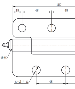 Engineering drawing ALT: `CL158-1 steel oil cup hinge technical dimension drawing`