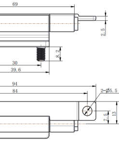 CL180-1S stainless steel hidden hinge M5 stud technical dimension drawing