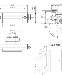 CL201-8 CL201-8S SUS304 concealed hinge technical dimension drawing