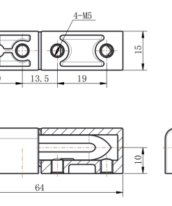 CL203-2 industrial detachable hinge dimension drawing with 4-M5 threaded holes