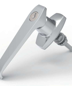 MZ312-3M series zinc alloy bright chrome plated IP65 quarter turn L handle industrial cabinet lock M10 threaded shaft screw mounting MZ312-3M with lock core MZ312-4M without lock core MZ312-4AM-R MZ312-4AM-L right left opening padlock facility 90 degree rotation for electrical cabinets distribution boxes server racks and machinery enclosures