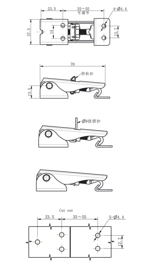 DK602 Series Concealed Toggle Latch | Stainless Steel Cabinet Catch - Image 3