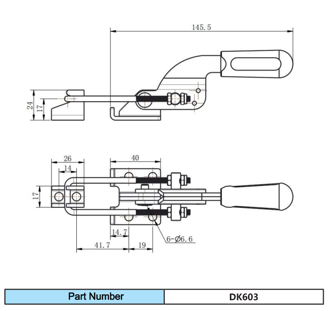 DK603 & DK603-3 Industrial Toggle Clamps | White Zinc Plated Steel Quick Release Clamp with Rubber Handle - Image 2