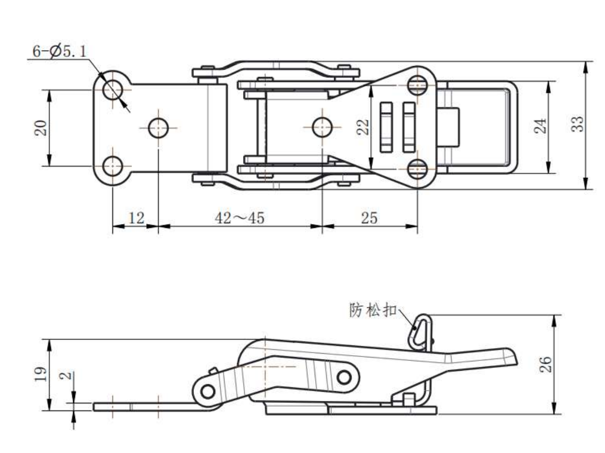 DK605-1 SUS304 Stainless Steel Toggle Latch | Mirror Polished Heavy Duty Draw Latch with Safety Catch - Image 2
