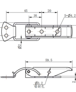 Alternative view of DK617-1 SUS304 Toggle Latch | Stainless Steel Draw Latch with Tamper-Proof Lead Seal Hole
