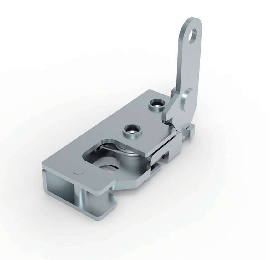 DK618-6 steel toggle latch with white zinc plated finish and L-shaped left hand design