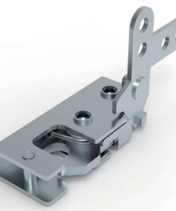 DK618-8 steel toggle latch with white zinc plated finish, L-shaped left hand design, and multi-hole handle