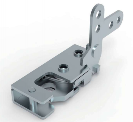 DK618-8 steel toggle latch with white zinc plated finish, L-shaped left hand design, and multi-hole handle