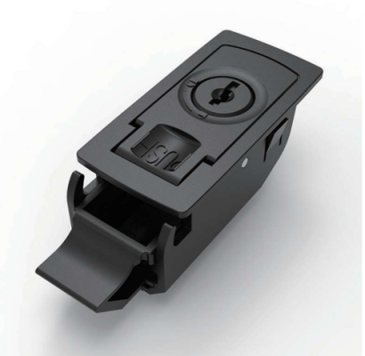 DK725-7 black PA nylon push-to-close latch with key lock and PUSH indicator