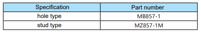 MB857-1 and MB857-1M paddle latch specification comparison table