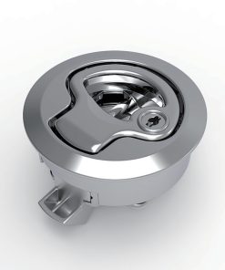MB902-3 IP54 round recessed panel lock, zinc alloy bright chrome or PA black, without insert, Ø50 cutout for cabinet enclosure