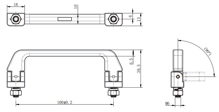 LS101-1 Matte Chrome Handle dimension drawing