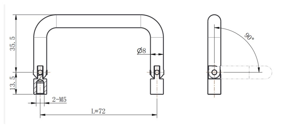 LS503 cabinet pull handle dimension drawing
