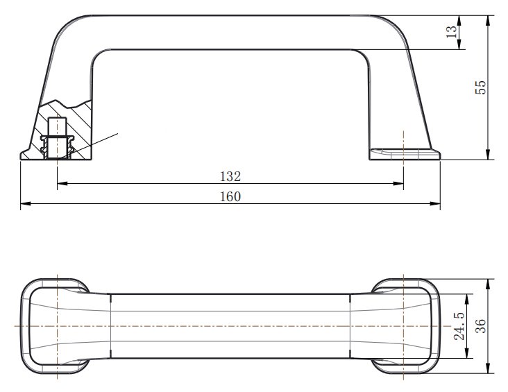 LS505 Plastic Cabinet Handle dimension drawing