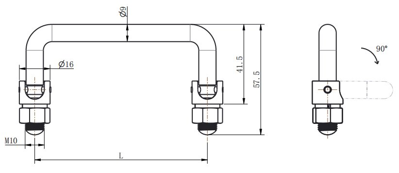 LS506 Cabinet Door Handle dimension drawing
