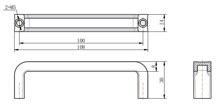 LS510 Zinc Alloy Cabinet Handle dimension drawing