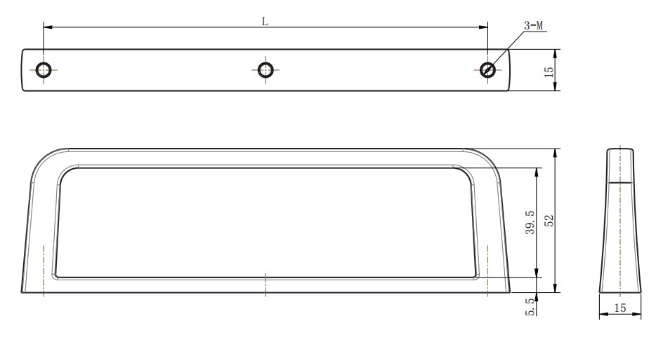 LS518 Rack Handle dimension drawing