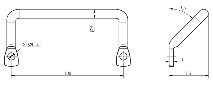 LS531 Chrome Plated Cabinet Handle dimension drawing