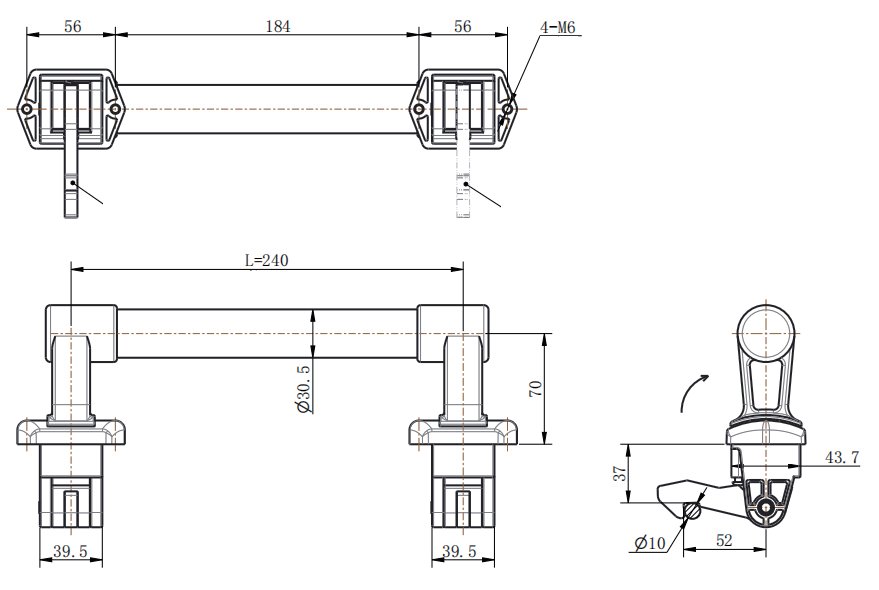 LS546 Swing Handle dimension drawing