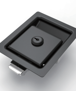 MB866-3 recessed paddle panel lock, black powder coated flush mount cabinet latch