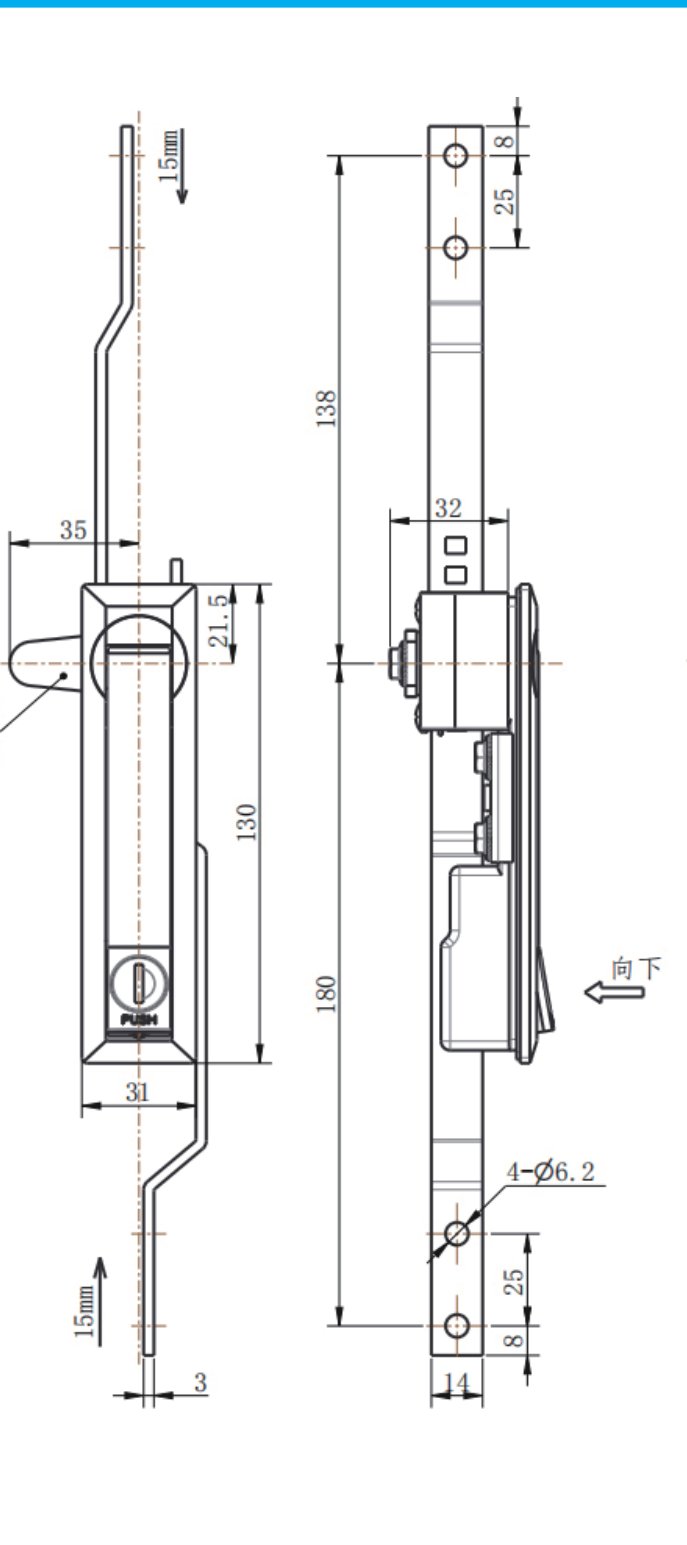 ML731-1 rod control lock dimension drawing