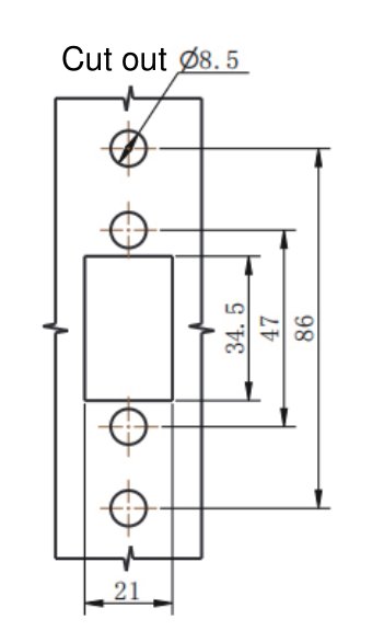 ML820-1 Rod Control Handle Lock cut out drawing