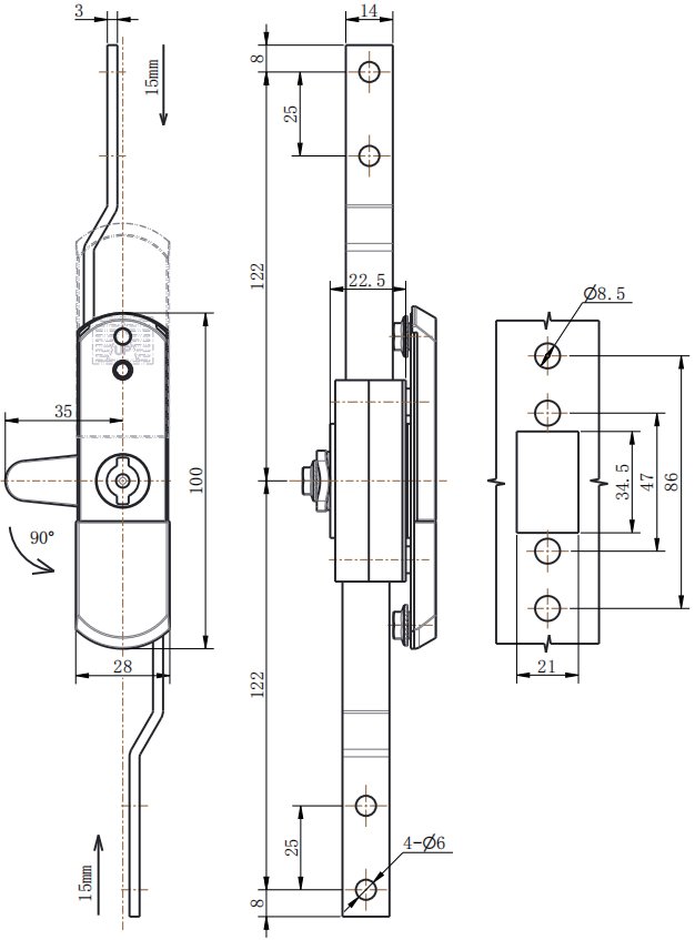 ML820-1 Rod Control Handle Lock, front view