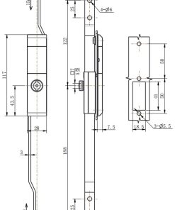ML821-1 White Rod Control Lock with connecting rods