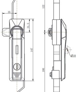 ML828-1G Padlockable Rod Control Lock with connecting rods
