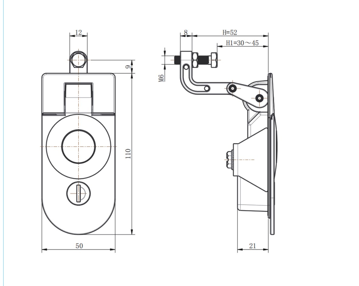 MP718-3A swing handle lock dimension drawing